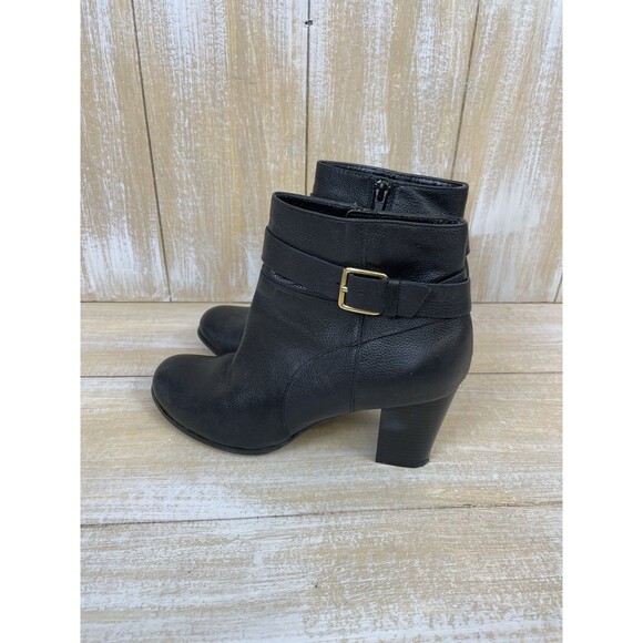 Cole Haan Rhinecliff Black Pebbled Leather Bootie Women’s 7.5 Ankle Boot Heel - Picture 4 of 12